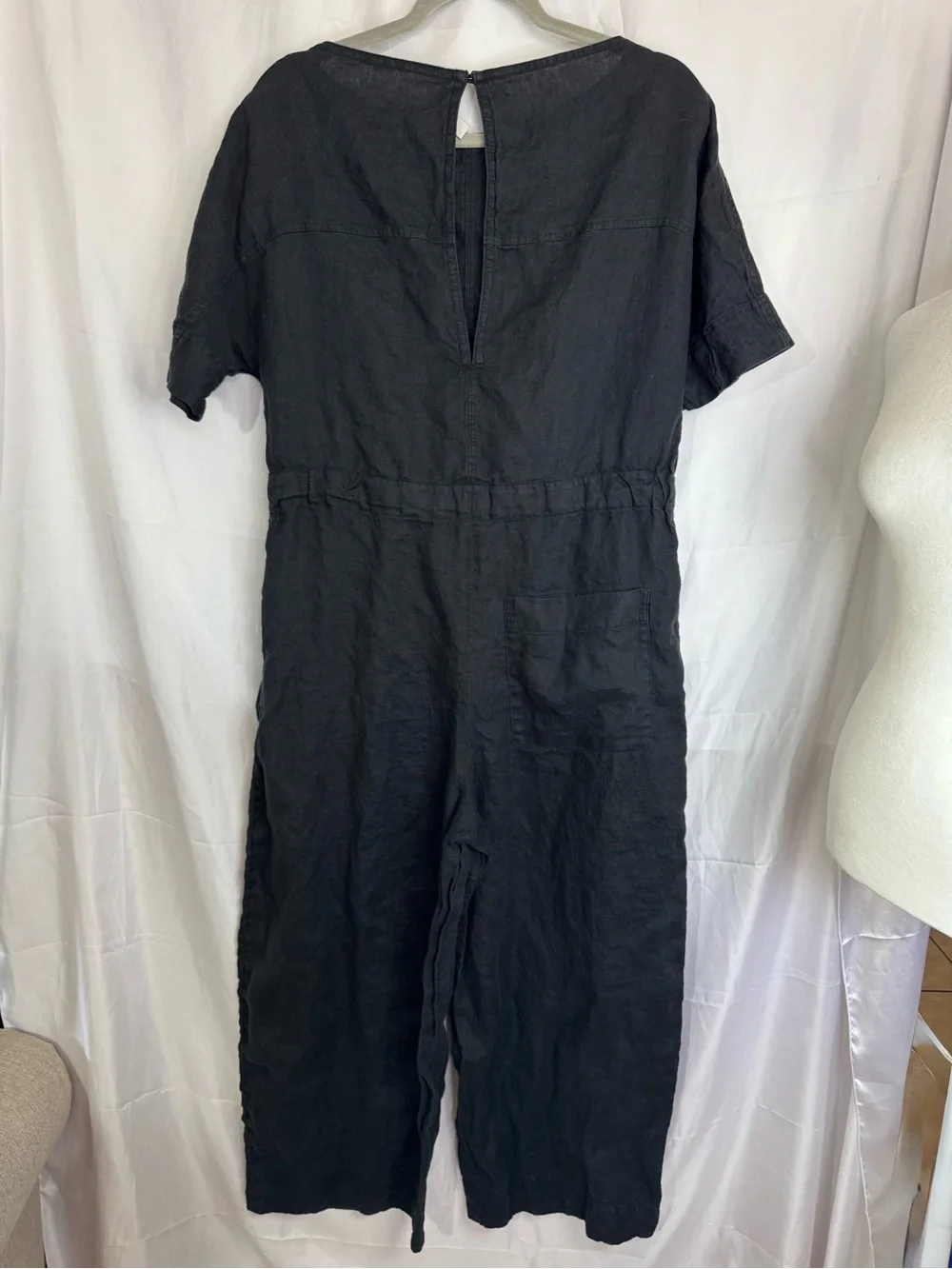 COS Drawstring-Waist Linen Wide Leg Jumpsuit Size S